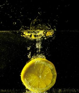 yellow lime submerged in water